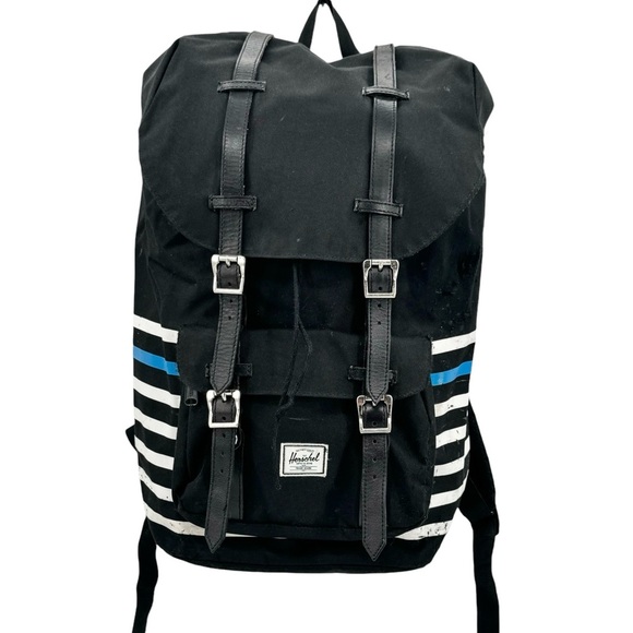 Hershel Supply Co Little America Backpack Laptop Sleeve Black White Blue Stripe - Picture 1 of 16